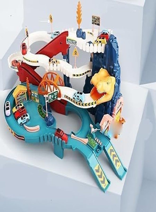 FUNLOT Dinosaur Toy Car Race Track/Ramp Track Climbing Hills -Colorful Vehicles Construction Play Set with 12 Mini Racer Cars and Track for Preschool Gifts Kids Ages 3 Years and Older - Image 2